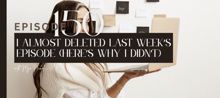 Mya Nichol Radical Disruption podcast episode 150 cover — why good enough content beats perfect